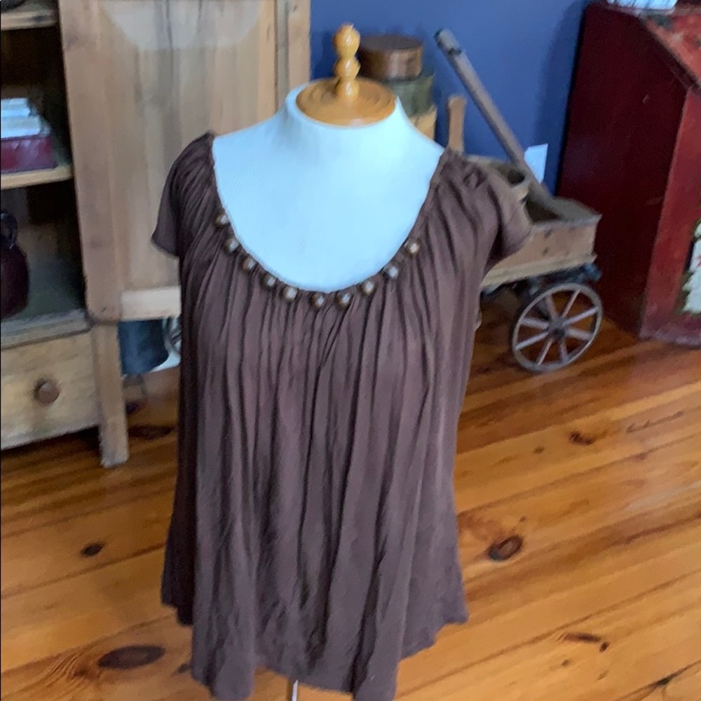 Elementz Top With Wood Beads Petite Large Brown